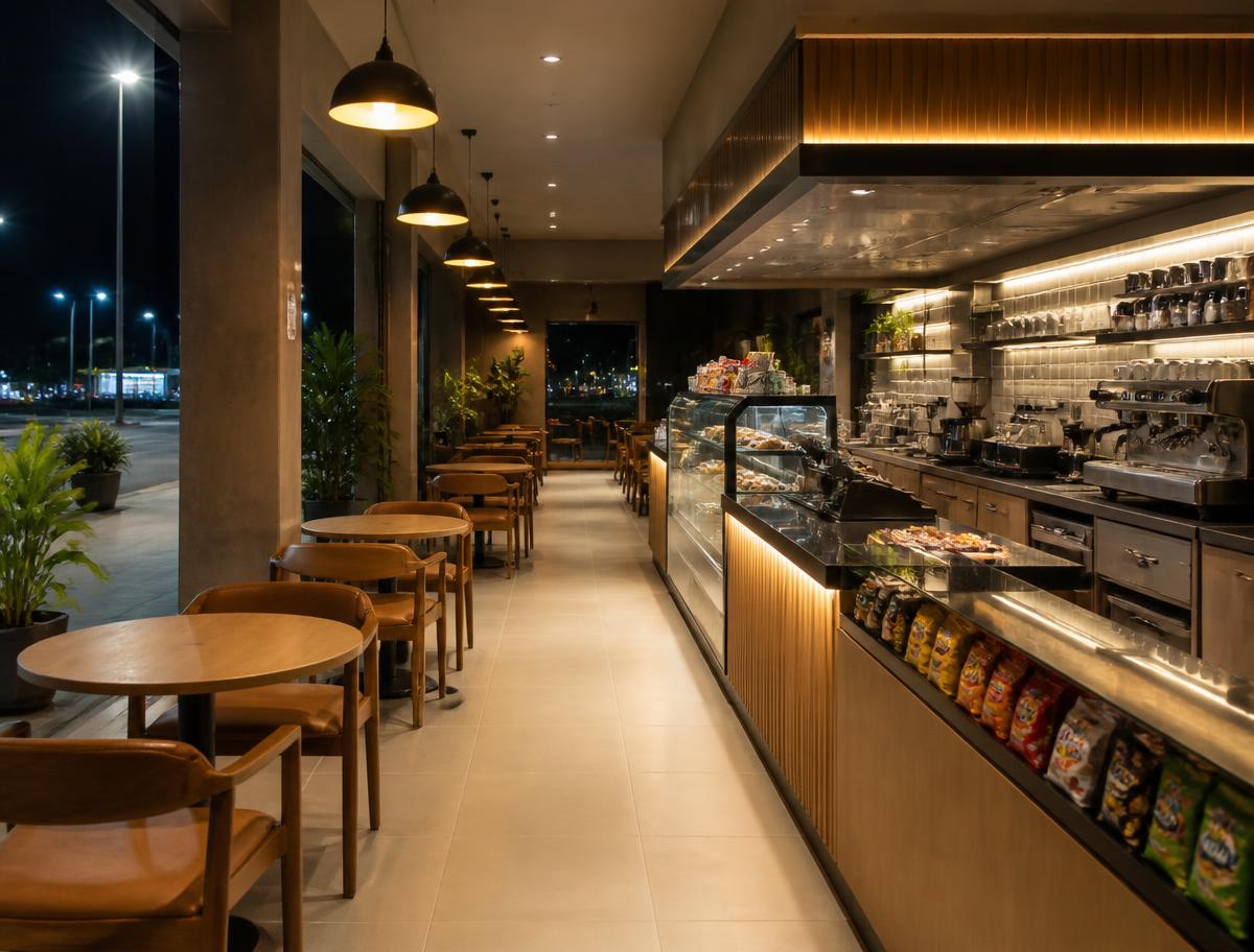 Warm, welcoming café interior