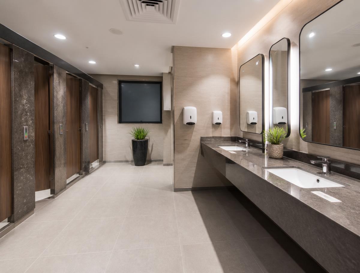 Bright and clean modern restroom